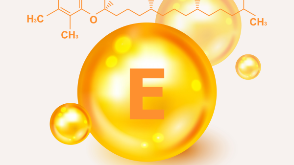 Vitamin gold shining pill capsule icon. Nutrition sign vector concept. The power of vitamin E. Chemical formula. Tocopherols tocotrienols. Shining golden substance drop